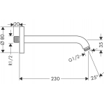 Hansgrohe Logis Universal 淋浴臂 (27412000): 230mm尺寸
